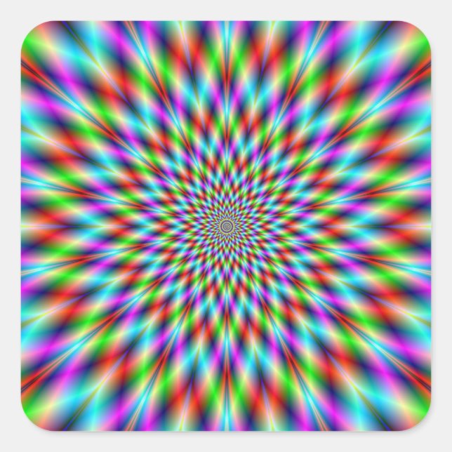 Cuadrada Pegatina Neon Star Explosion (Anverso)