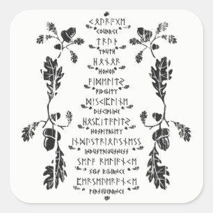 Cuadrada Pegatina noble de nueve virtudes
