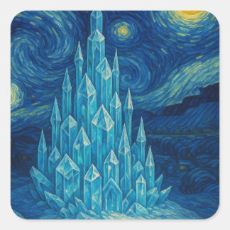 Cuadrada Pegatina nocturno Crystal Castle Starry