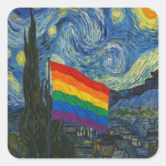 Cuadrada Pegatina nocturno de Orgullo Starry