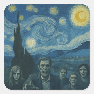 Cuadrada Pegatina nocturno Zombie Starry