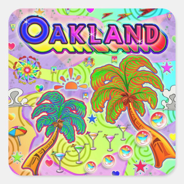 Cuadrada Pegatina Objetivo de Vacaciones de Oakland (Anverso)