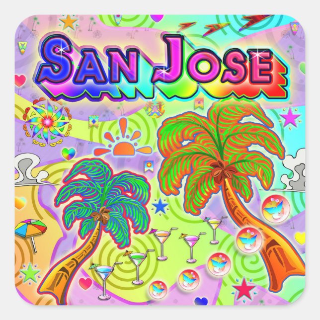 Cuadrada Pegatina objetivo de vacaciones de San José (Anverso)