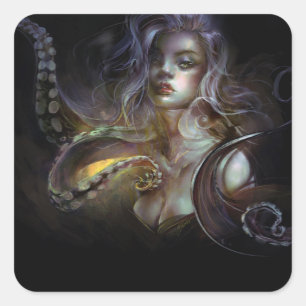 Cuadrada Pegatina Octopus