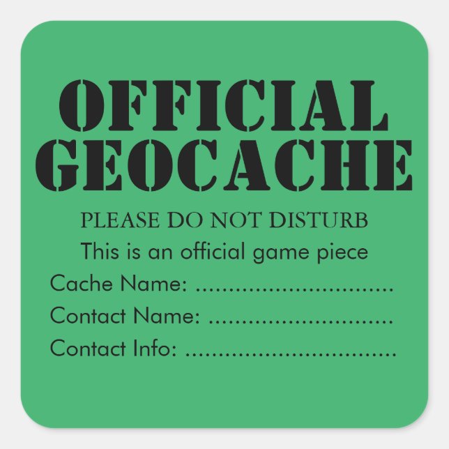 Cuadrada Pegatina oficial personalizada de Geocache (Anverso)