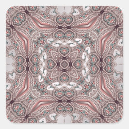 Cuadrada Pegatina Ornamental Rosa