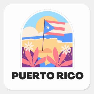 Cuadrada Pegatina paisajista de Puerto Rico