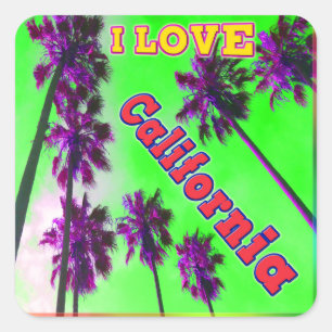 Cuadrada pegatina "Palm Sky: AMO a California 2"