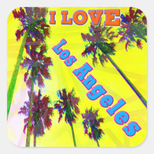 Cuadrada pegatina "Palm Sky: Me encanta Los Ángeles 2"