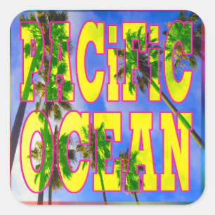 Cuadrada pegatina "Palm Sky": Océano Pacífico