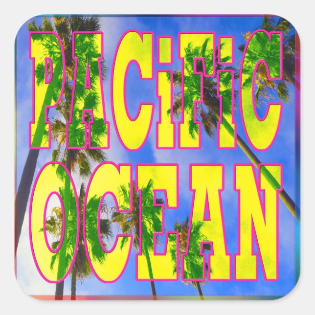 Cuadrada pegatina "Palm Sky": Océano Pacífico (Anverso)