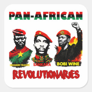 Cuadrada Pegatina Panafricana – Sankara, Traore, Bobi Wine 