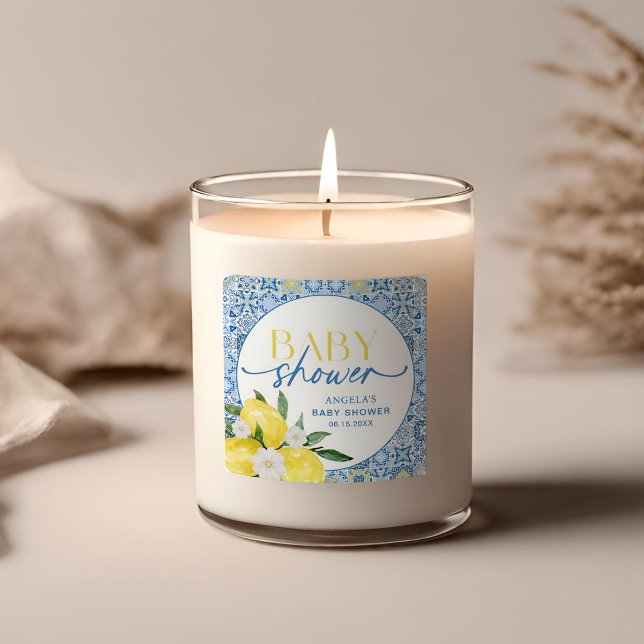 Cuadrada Pegatina para Baby Shower de Limón Mediterráneo El (Subido por el creador)