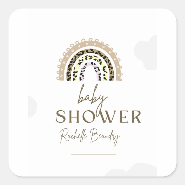 Cuadrada Pegatina para Baby Shower | Pegatina de tema de be (Anverso)