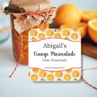 Cuadrada Pegatina para conservas de fruta naranja