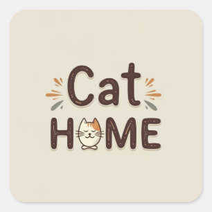 Cuadrada Pegatina para el hogar del gato para pared