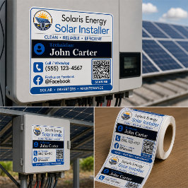 Cuadrada Pegatina para instalador solar | QR de servicio de