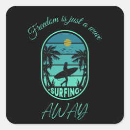 Cuadrada pegatina para los amantes del surf