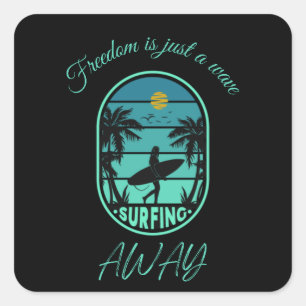 Cuadrada pegatina para los amantes del surf