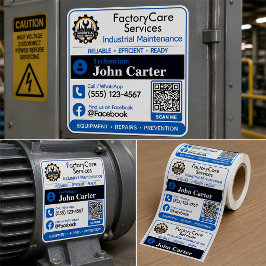 Cuadrada Pegatina para mantenimiento industrial | Equipo QR