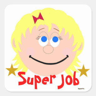 Cuadrada Pegatina para niños de estímulo al trabajo Super