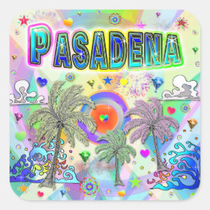 Cuadrada Pegatina Pasadena Deep Dream