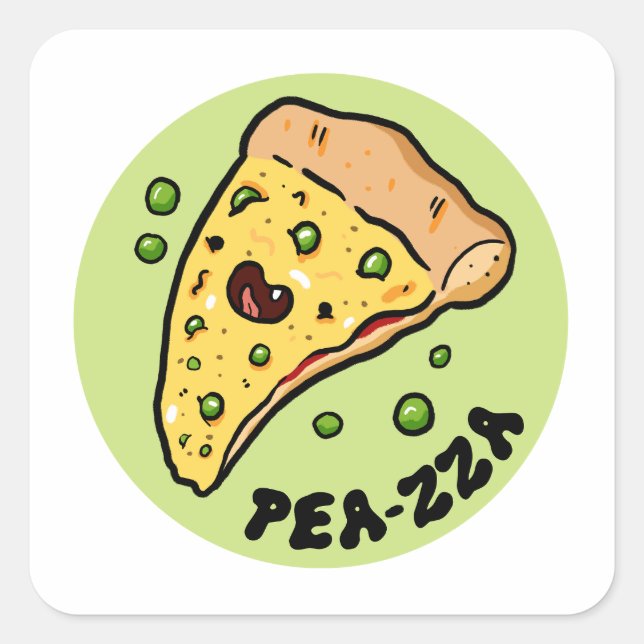 Cuadrada Pegatina Pea-zza Cute Pizza Vegetable (Anverso)