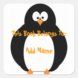 Cuadrada Pegatina Penguin Bookplate