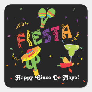 Cuadrada Pegatina personalizada de celebración del Cinco De