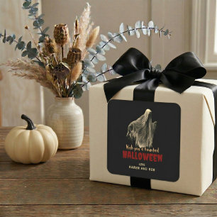 Cuadrada Pegatina personalizada de Halloween de fantasma Fa