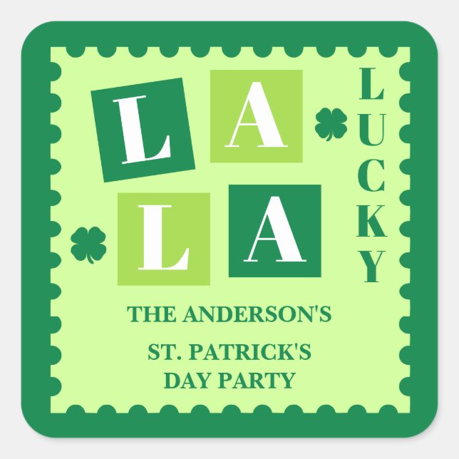Cuadrada Pegatina personalizada de La La Lucky para el Día  (Anverso)