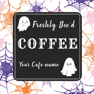 Cuadrada Pegatina personalizada de negocio de café negro re