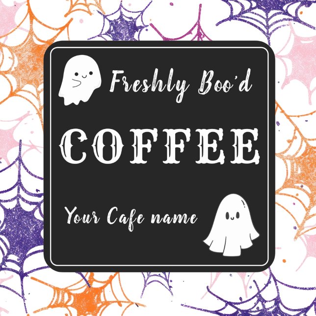 Cuadrada Pegatina personalizada de negocio de café negro re (Subido por el creador)