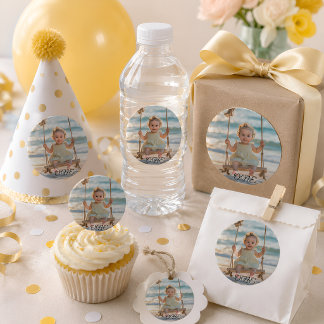 Cuadrada Pegatina personalizada para el primer cumpleaños d