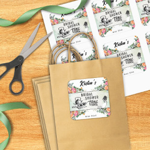Cuadrada Pegatina personalizada para fiesta de té de desped