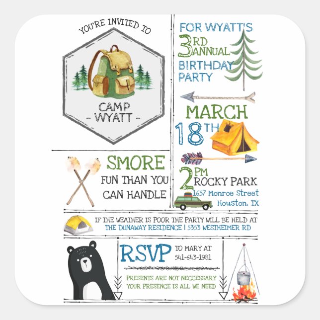 Cuadrada Pegatina personalizado (Anverso)