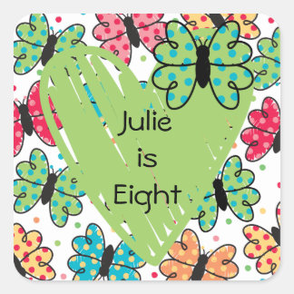 Cuadrada Pegatina personalizado Butterflies