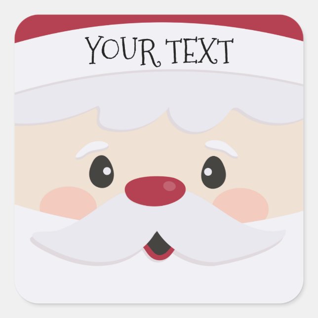 Cuadrada Pegatina personalizado de Cute Santa Face (Anverso)