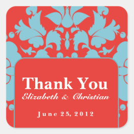 Cuadrada Pegatina personalizado de la boda o del