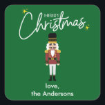 Cuadrada Pegatina personalizado de Merry Christmas Nutcrack<br><div class="desc">¡Añade un toque de magia navideña con estos encantadores stickers de Navidad! Perfecto para decorar regalos, tarjetas, planificadores o cualquier proyecto festivo, cada pegatina trae alegría y calor a la temporada. Ya sea que añadas un poco de brillo a la artesanía de las vacaciones o que personalizes regalos, estos pegatinas...</div>