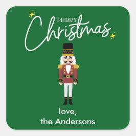 Cuadrada Pegatina personalizado de Merry Christmas Nutcrack