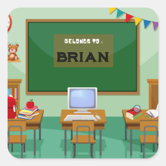 Cuadrada Pegatina personalizado de vuelta a la escuela