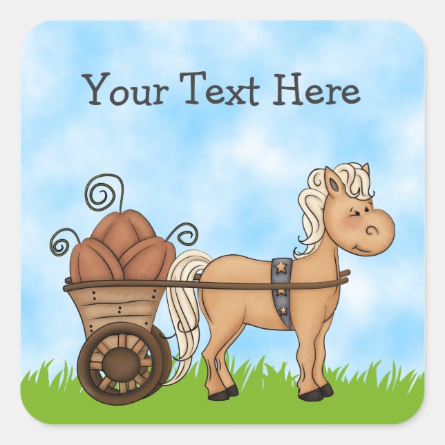 Cuadrada Pegatina personalizado del caballo de otoño (Anverso)