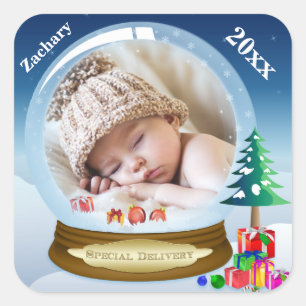 Cuadrada Pegatina personalizado del navidad de la foto del