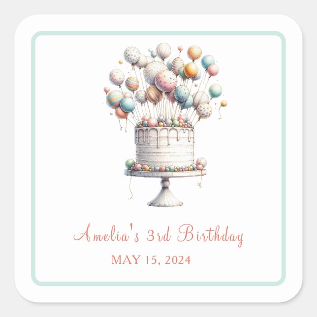 Cuadrada Pegatina Personalizado surrealista de pastel de cu (Anverso)