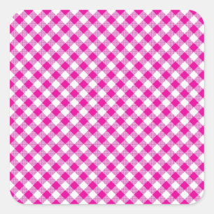 Cuadrada Pegatina Pink Gingham Background Square