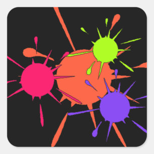 Cuadrada Pegatina Pintura Fiesta de Papelera Colorful Splat