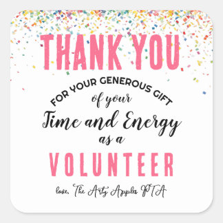 Cuadrada pegatina plaster de la semana de aprecio voluntari