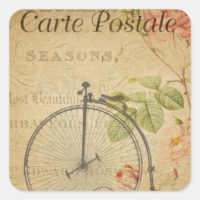 Cuadrada Pegatina postal francés (Anverso)