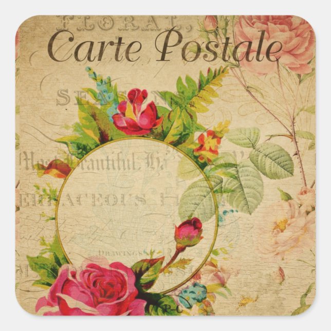 Cuadrada Pegatina postal francés (Anverso)
